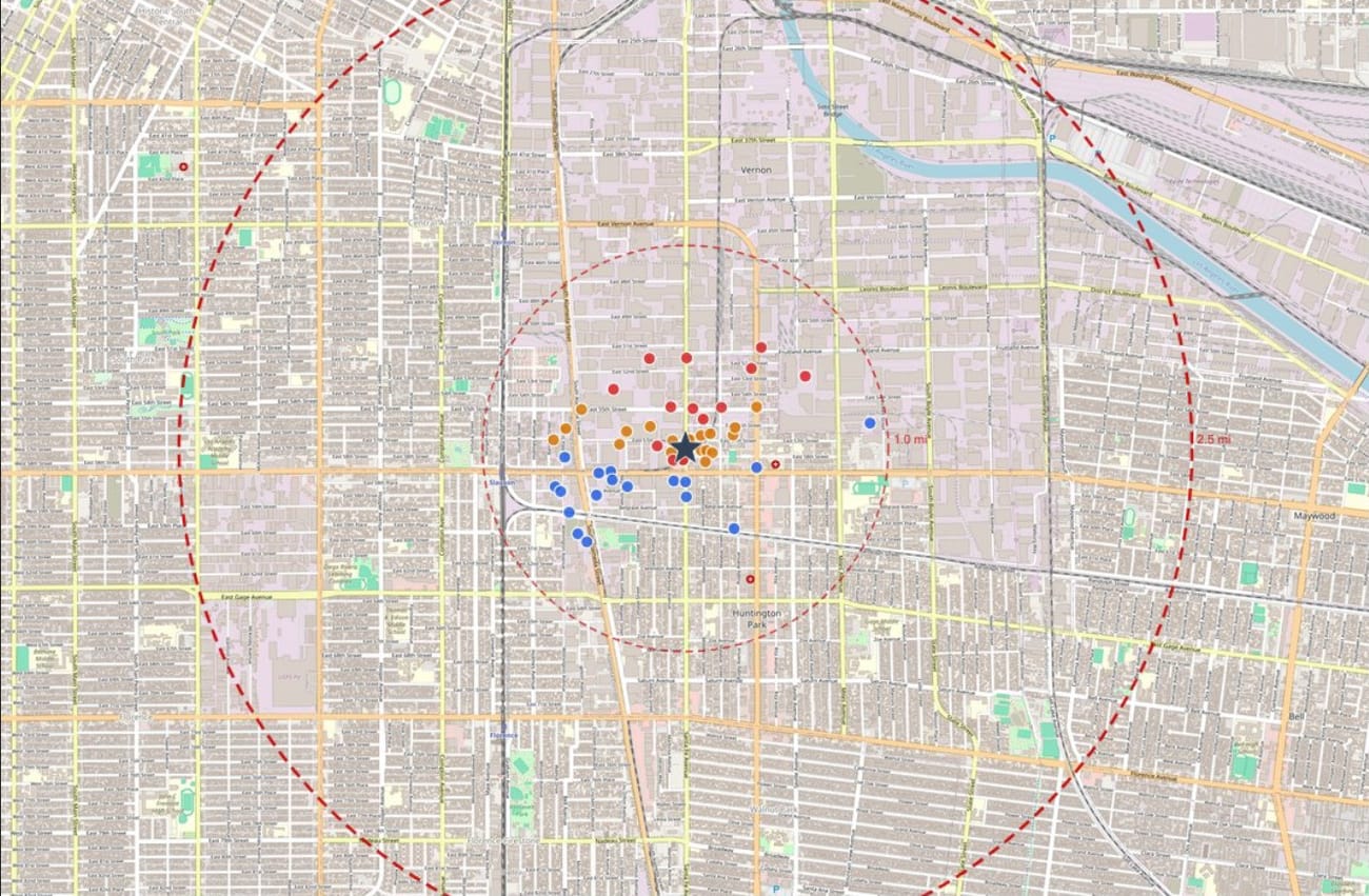 Regional context map, 2.5-mile radius