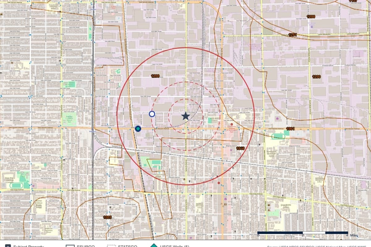 Soil map layer around a subject property